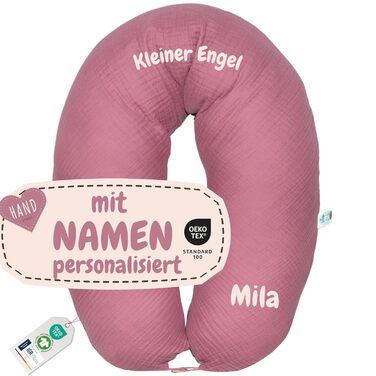 Подушка для годування та вагітних Sei Design XXL 190x30 см | Еко-Текс | Ергономічна, тиха, з бавовняним чохлом рожевого кольору