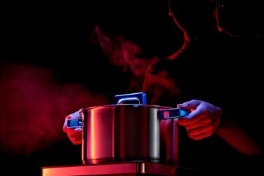 Набір каструль WMF Ultimate Cool для індукції, 5 предметів, з кришками з нержавіючої сталі, матова сталь Cromargan, без покриття, з внутрішньою шкалою, підходить для посудомийної машини