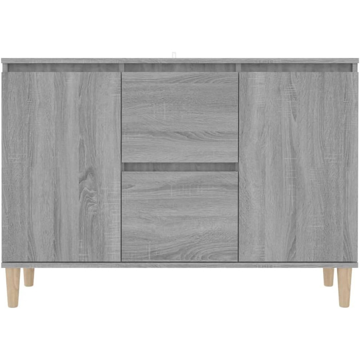 Комод vidaXL з 2 шухлядами і 2 дверцятами, сіро-дубовий Sonoma, 103,5x35x70 см, деревостружкова плита, багатофункціональна тумба для вітальні чи спальні