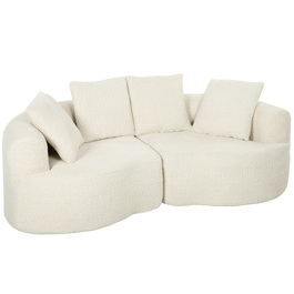 Диван 3-місний 207 см Cloud Sofa з ефектом chenille, 4 декоративні подушки, безінструментальна збірка, кремово-білий