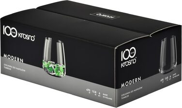Набір склянок для напоїв Krosno Modern з безсвинцевого кришталю, 470 мл, 6 шт — для води, соку, пива та коктейлів, придатні для посудомийки