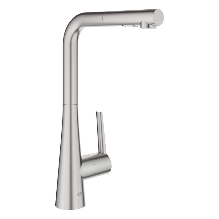 Змішувач кухонний GROHE Zedra з висувним душем, 3 режими, SuperSteel - 32294002