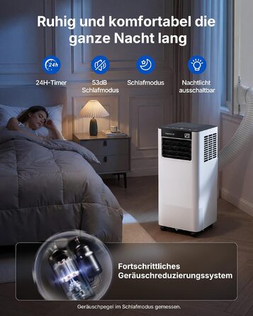 Мобільний кондиціонер 9000 BTU 2.6 кВт з шлангом + APP-керування | 3-в-1 для кімнат до 25 м²