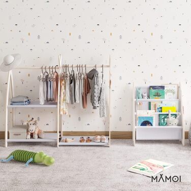 Дитяча книжкова полиця MAMOI з дерева, настінна та підлогова, для кімнати малюка, біла і світло-сіра