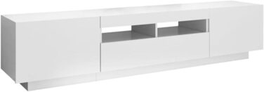 Тумба під телевізор vidaXL з LED підсвіткою, біла, 180x35x40 см, сучасна ТВ-тумба, комод для вітальні