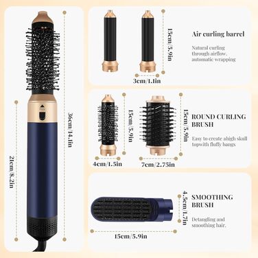 Airstyler 5-в-1: Набір для укладки волосся з гарячою щіткою, автоматичним завивачем та випрямлячем