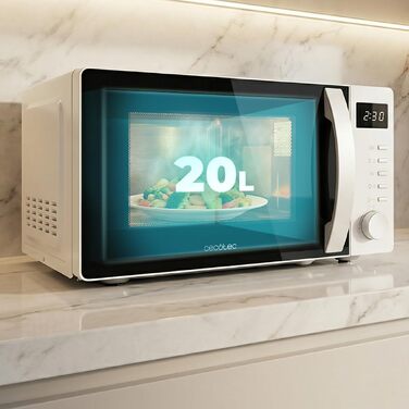 Мікрохвильова піч Cecotec Proclean 5105 Silver 20L з грилем, технологією 3DWave та функцією розморожування, біла