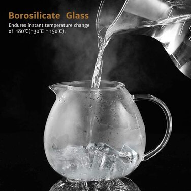 Скляний чайник Glastal 1500 мл з ситечком з нержавіючої сталі 18/8, боросилікатне скло, підходить для чайної грілки