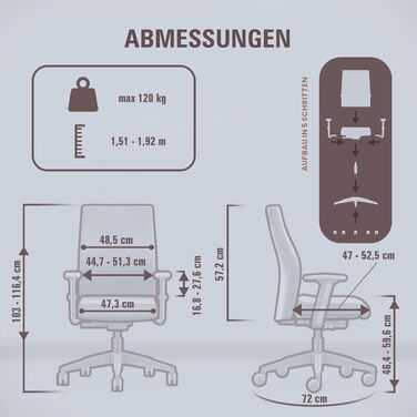 Ергономічне офісне крісло Interstuhl Edge Soft: синхромеханізм, 4D-підлокітники, підтримка попереку, чорне, Made in Germany