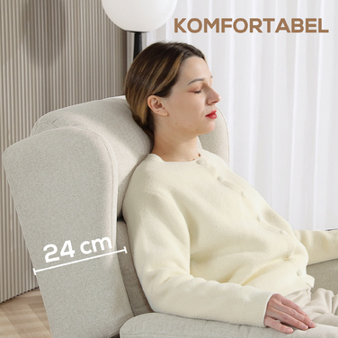 HOMCOM Recliner, Реклайнер для телевізора з функцією відкидання, Реклайнер для телевізора з кишеньковими пружинами, М'який реклайнер, крісло вантажопідйомністю до 150 кг для вітальні, спальні, бежевий