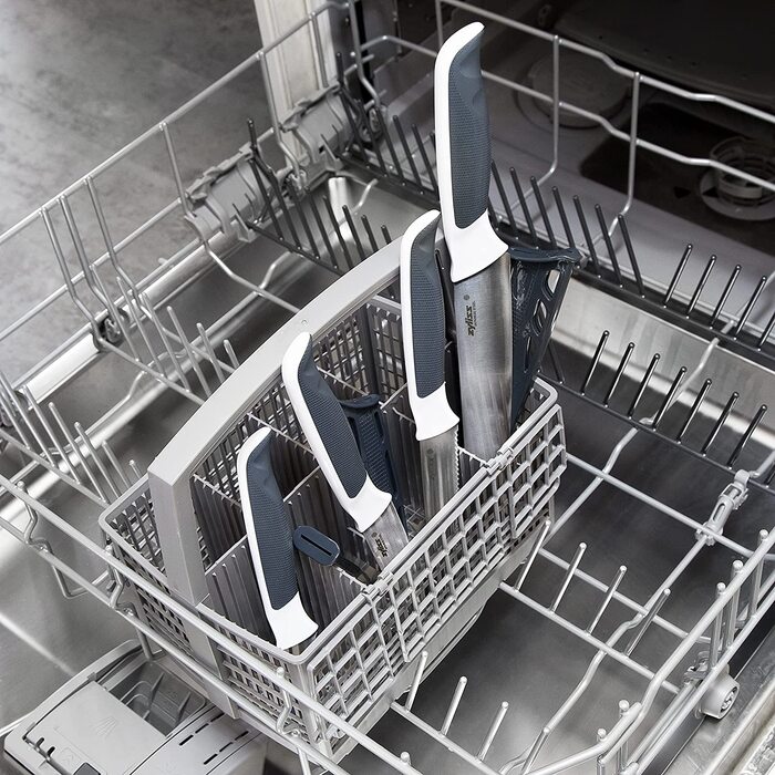 Набір ножів Zyliss Comfort 7 предметів з бруском, японська сталь, сіро-білий, гарантія 5 років