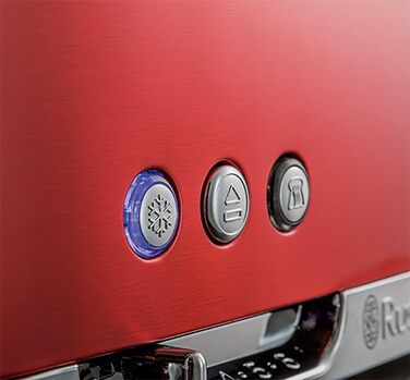 Тостер Russell Hobbs Luna Edelstahl Red для 2 скибок хліба з широким прорізом, з підставкою для булочок, 6 режимів підсмажування, розморожування та підігрів - 23250-56