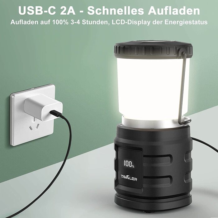 Кемпінговий ліхтар Tavaler 8000 мА·год, LED, USB-C, водонепроникний, з індикатором заряду, павербанк, для туризму, походів, надзвичайних ситуацій