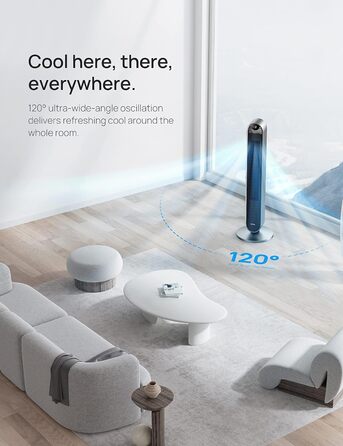 Dreo Smart Тихий турбовентилятор з пультом, 106 см, 25 дБ, 120° обертання, 12 швидкостей, 4 режими, таймер 12 годин, для спальні, Pilot Max S