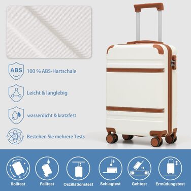 Жорсткий валізу COOLIFE 55x35x20 см для ручної поклажі Ryanair, із TSA-замком і 4 подвійними колесами, синій/коричневий