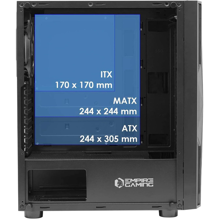 EMPIRE GAMING Diamond – ігровий корпус для ПК ATX, ARGB підсвітка, фасад із діамантового плексигласу, бічна дверцята із загартованого скла, 4 вентилятори 120 мм з адресною RGB LED 5V