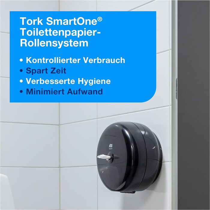 Диспенсер для туалетного паперу Tork SmartOne чорний T8, висока ємність, лінія Elevation, 680008, з можливістю дозаправки