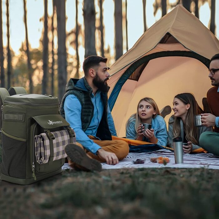 Термосумка-рюкзак Upeelife на 30 л, великий ізольований рюкзак-холодильник для продуктів та напоїв, зелений