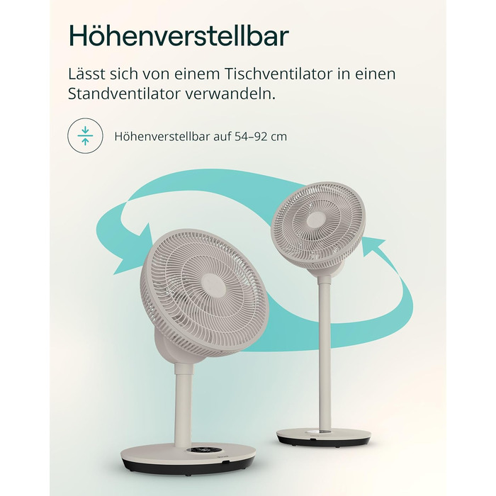 Duux Whisper Flex 2 Smart Вентилятор: тихий (13 дБ), нічний режим, таймер, регульована висота (54-92 см), енергоефективний, з Wi-Fi та пультом (Greige)