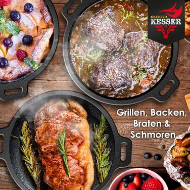 Набір голландських казанів KESSER® BBQ Feuertopf: 13.6 л, чавун, з кришкою-підйомником, ручкою та отвором для термометра. Ідеально для приготування на грилі, на відкритому вогні та в приміщенні.