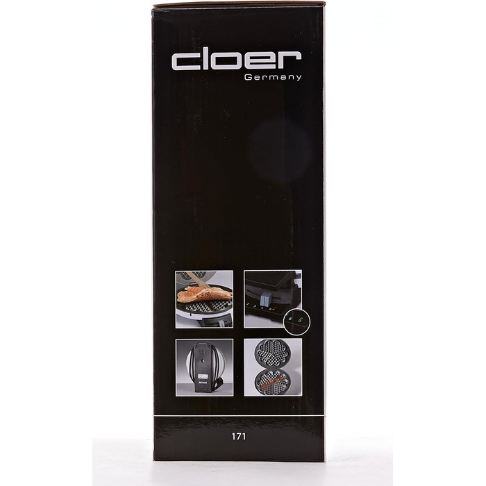 Вафельниця Cloer 171, 930 Вт, 16 см, антипригарна, металева, біла, для серцевидних вафель, без сигналу