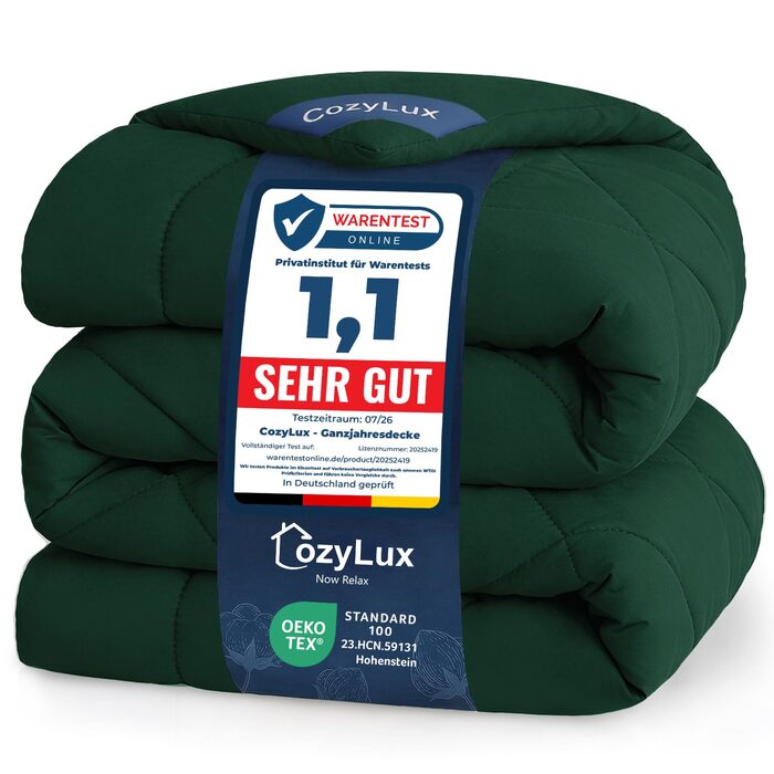 Всесезонна ковдра CozyLux для ліжка (155x220 см), смарагдового кольору