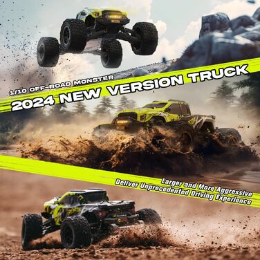AMORIL 1/10 RTR Brushless RC Автомобіль 50+ км/год для Дорослих, Електричний Позашляховий Монстр-трак 4WD, Водонепроникний, 3S Lipo, Зелений