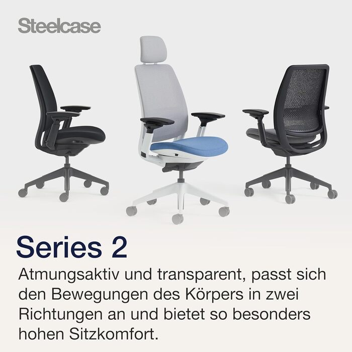 Офісний стілець Steelcase Series 2 з підтримкою спини LiveBack, 4D підлокітники, регульована підголівник, колір Трюфель