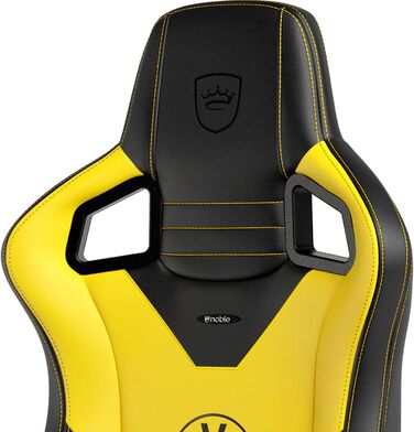 Ігрове крісло noblechairs Epic Borussia Dortmund, ергономічне, офісне, з підголівником і поперековою підтримкою, PU-шкіра, чорне/жовте, для користувачів до 120 кг і зросту до 185 см