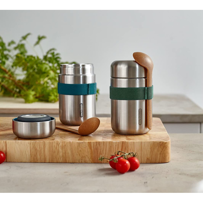 Термос для їжі BLACK + BLUM Food Flask 400 мл, з ложкою, вакуумний, з нержавіючої сталі, океан, зберігає 6 годин тепло та 8 годин холод, герметичний