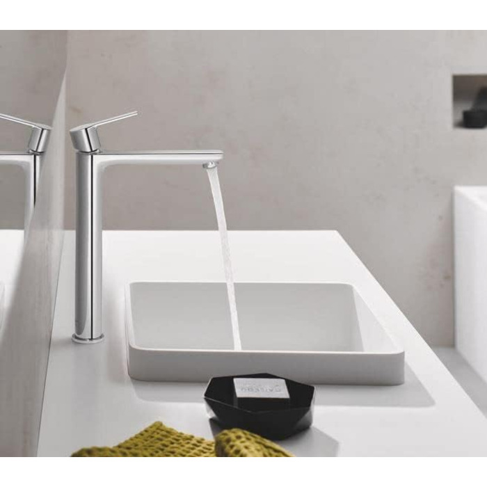 Змішувач для умивальника GROHE StartEdge, економічний, з холодною водою в середній позиції, з поп-ап зливом, 3в1 інструмент, проста установка (23900001), хром, XL
