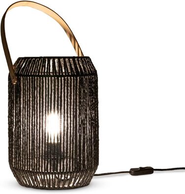 Настільна лампа Paco Home Boho чорна, для спальні та робочого столу, E27, плетений абажур, декор