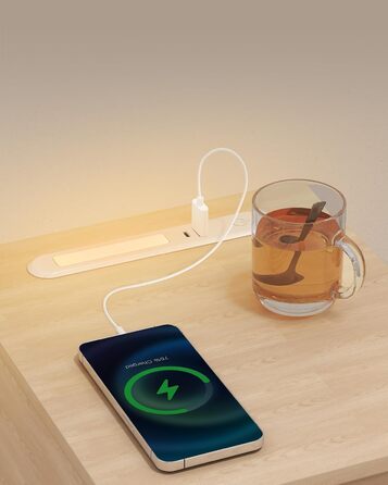 Приліжкова тумбочка VASAGLE з LED-підсвічуванням, USB-A та USB-C, з шухлядою та відкритим відсіком, для спальні/вітальні, кольору 