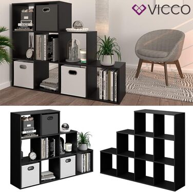 Сходова етажерка Vicco, чорна, 142.2 x 107.8 см – стелаж для зберігання