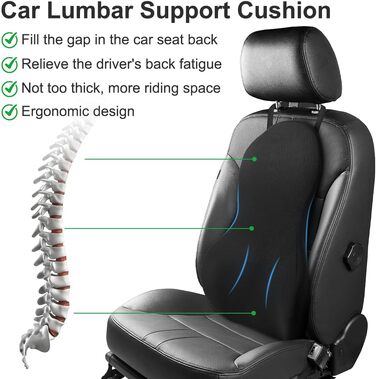 Подушка для авто Ainiv: клиновидна подушка з піни memory foam для підтримки спини, ергономічна подушка для водія, аксесуари для подорожей (чорна)