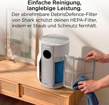 Очищувач повітря Shark BreatheClear Dove HP162EU з HEPA-фільтром NeverChange, автоматичним сенсором для середніх приміщень до 27 м²