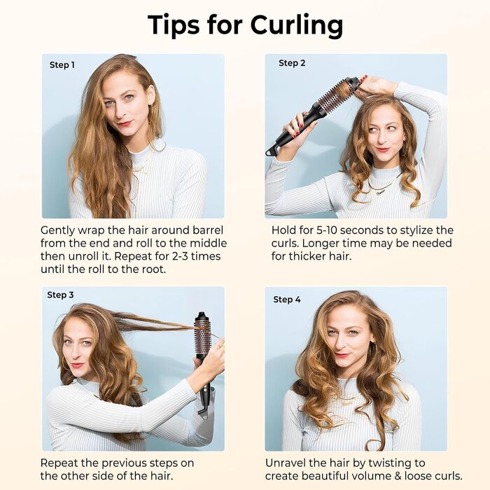 UKLISS Hairstyler 6-в-1 Airbrush: Професійний фен-щітка, стайлер для волосся 1000W (Срібно-Золотий/Рожеве Золото)