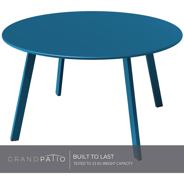 Grand patio Стіл кавовий та приліжковий для балкону, саду, дому та офісу, металевий, синій, простий монтаж