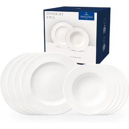 Набір посуду Villeroy & Boch For Me 8 предметів, білий, з преміум порцеляни, для сервірування, з обідніми та суповими тарілками, підходить для посудомийної машини та мікрохвильової печі