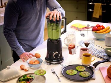 Стаціонарний блендер Russell Hobbs Smoothie Maker 27121-56, скляна чаша 1.5л, 850 Вт, 2 швидкості та імпульсний режим, Matte Charcoal