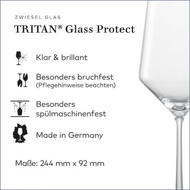 Бокали для червоного вина Zwiesel Glas Pure, 2 шт., кришталеві, стійкі до миття в посудомийці, Tritan®, Німеччина