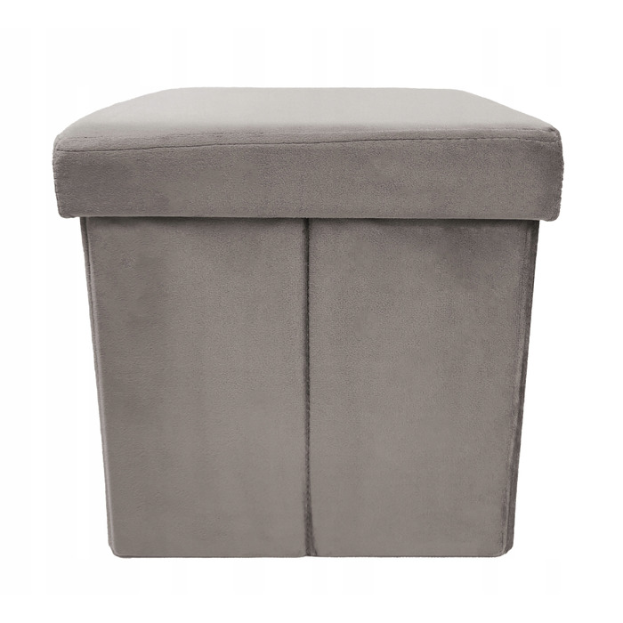 Квадратний оббитий пуф Kontrast сірого кольору зрідним сховищем, 30x30x30 см