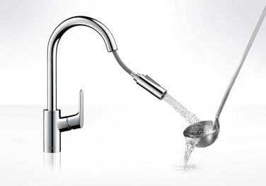 Змішувач кухонний Hansgrohe Focus M41 з висувним гусаком 160 мм, поворотний на 360°