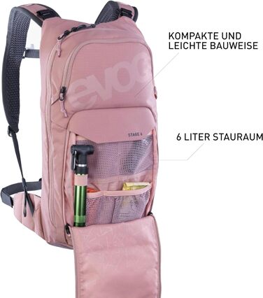 Рюкзак EVOC STAGE 6, 6 л, Dusty Pink, з регульованими лямками BRACE LINK, системою вентиляції AIR FLOW CONTACT, відділенням для інструментів, без гідратора, універсальний розмір