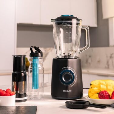 Cecotec Standmixer Power Black Titanium 2500MAX Go - потужний блендер з титановим покриттям, 2500 Вт, 1.8 л, 5 швидкостей, з пляшкою