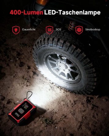 Пусковий пристрій GOOLOO A5 4000A з компресором 160 PSI та функцією Powerbank, червоний