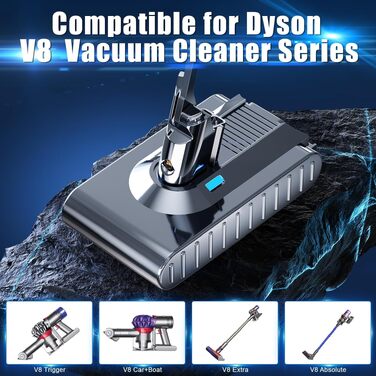 Акумулятор для пилососа Dyson V6 8000mAh з LCD-дисплеєм, сумісний з DC58-DC74, фільтри в комплекті (сірий)