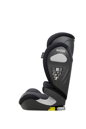 Дитяче автокрісло AVOVA Sora-Fix сіре та чорне, 100-150 см, 4-12 років, із Isofix, бустер