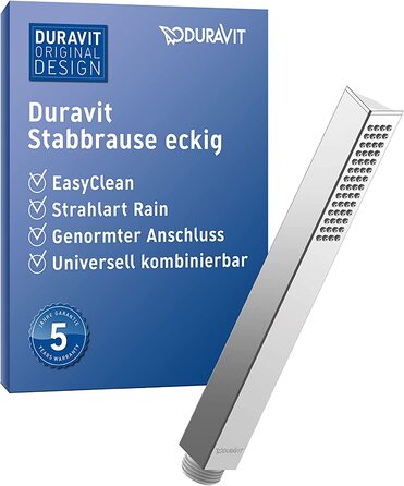 Душова лійка Duravit Universal, квадратна, режим Rain, легке очищення, хромована, без шланга