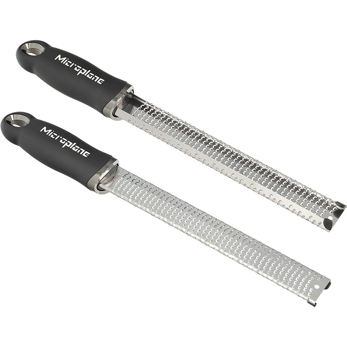 Терка Microplane для цедри, сиру, імбиру та шоколаду, з тонким лезом з нержавіючої сталі, чорна, виробництво США, 325×35×30 мм